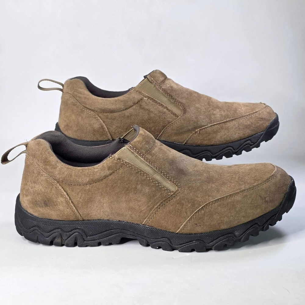 Duluth Trading Co Wild Boar Shoes Men's 14 M Mocs Brown Leather Slip On Loafers